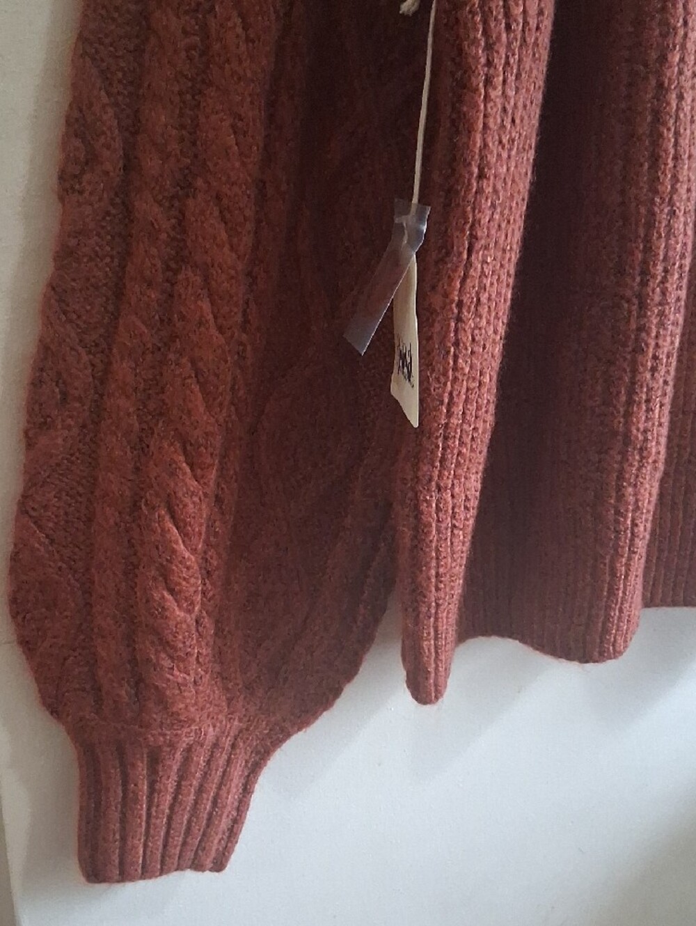 NWT Relaxed Cable-Sleeve Crewneck Sweater - Rust Size L - Picture 5 of 6